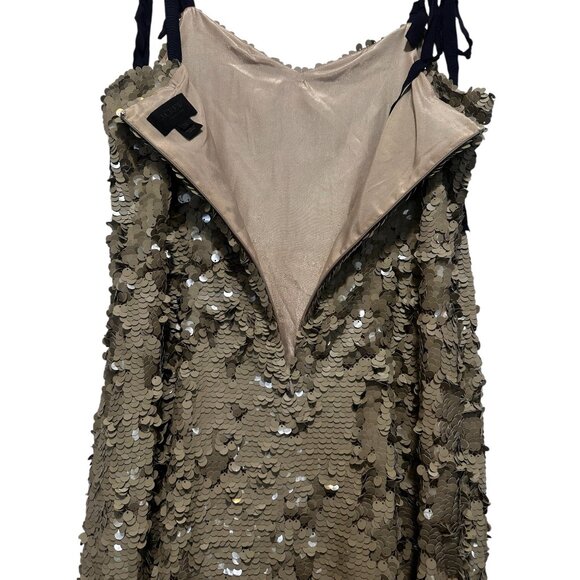 J.Crew Collection Desert Canyon Sequins Midi Dress 12 Gold Tie Shoulders Party - Picture 10 of 15